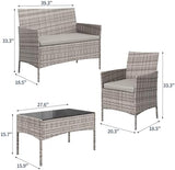4-Piece PE Rattan Outdoor Patio Furniture Set | Gray All-Weather Resistant for Backyard, Garden & Porch