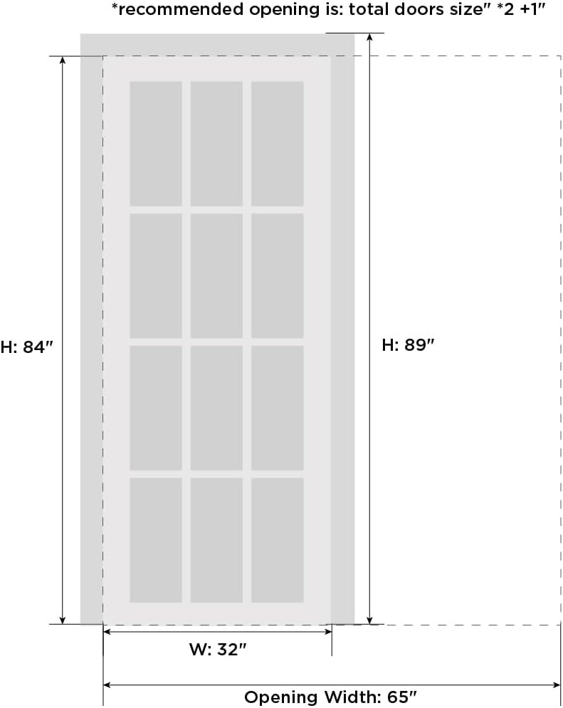 Modern Pocket Door 32 x 84 with Frames | Quadro 4111 White Ash | Kit Trims Rail Hardware | Solid MDF