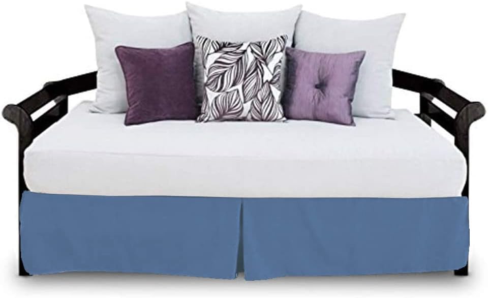 Daybed Pleated Bed Skirt 1 Piece 800 Thread Count 100% Egyptian Cotton with Split Corners Twin Size (39" x 75") Inch