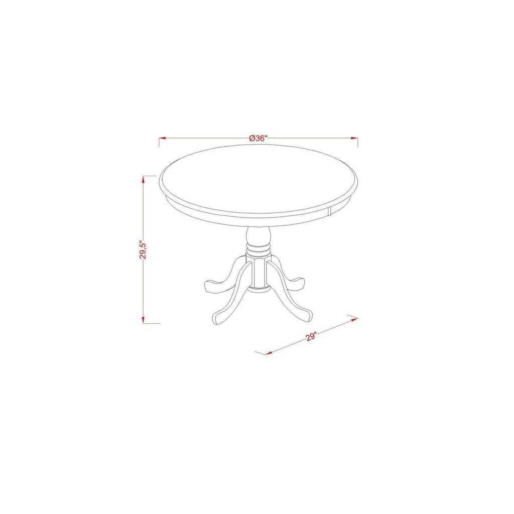 Round Wood Dining Table - Sturdy Kitchen Table for Small Spaces Linen White and Oak/36-Inch Without Dropleaf