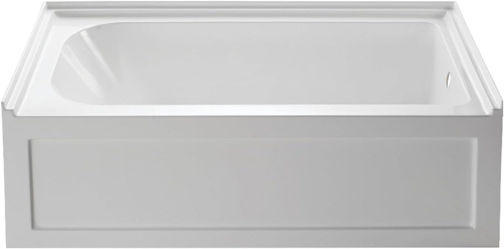 VTAP6032R21A 60-Inch Anti-Skid Acrylic 3-Wall Alcove Tub with Right Hand Drain Hole, White
