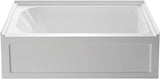 VTAP6032R21A 60-Inch Anti-Skid Acrylic 3-Wall Alcove Tub with Right Hand Drain Hole, White