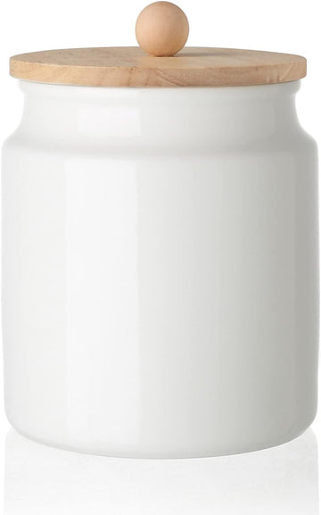 Fl oz Ceramic Kitchen Canisters, Porcelain Food Storage Jar with Airtight Seal Wooden Lid, Home Container Serving - Set of 28