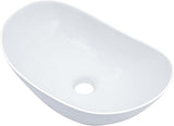 Bowl Sink For Bathrooms 17" x 11" Oval White Vessel Sink Modern Boat Shape Artistic Basin Bathroom Vessel Sinks Above