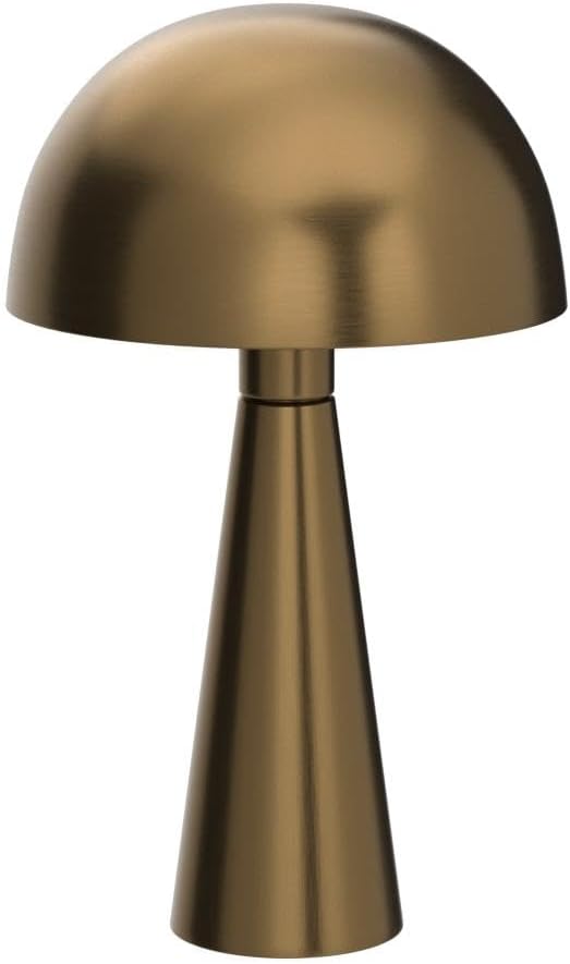 Home 16" Antique Gold Metal Mushroom Table Lamp, Modern, Retro, Desk Light, Dining, Office, Entryway