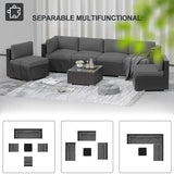 7-Piece PE Rattan Outdoor Patio Furniture Set | Grey All-Weather Resistant for Patio, Garden & Porch