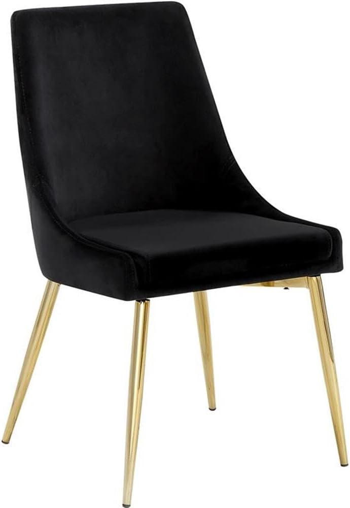Modern, Contemporary Velvet Upholstered Dining Chair with Sturdy Metal Legs, Set of 2, 19.5" W x