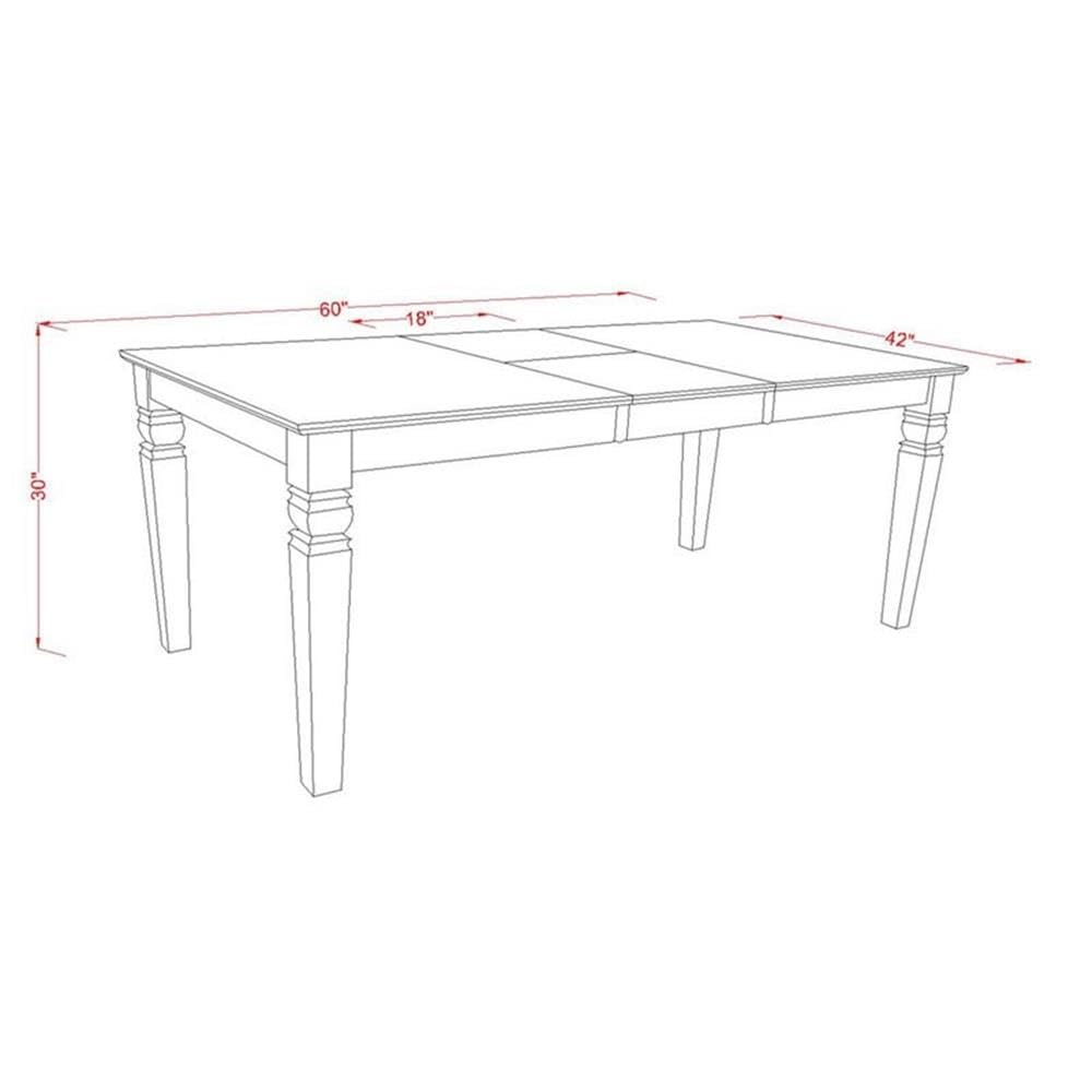 West Furniture 6 Piece Dining Set Contains a Rectangle Dining Room Table with Butterfly Leaf and 4