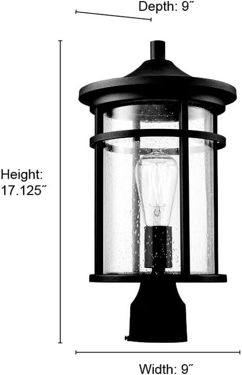 Namath 1-Light Outdoor Post Lantern in Textured Black Finish