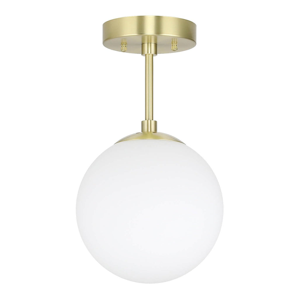 8" Globe Ceiling Light Semi Flush Mount Brass