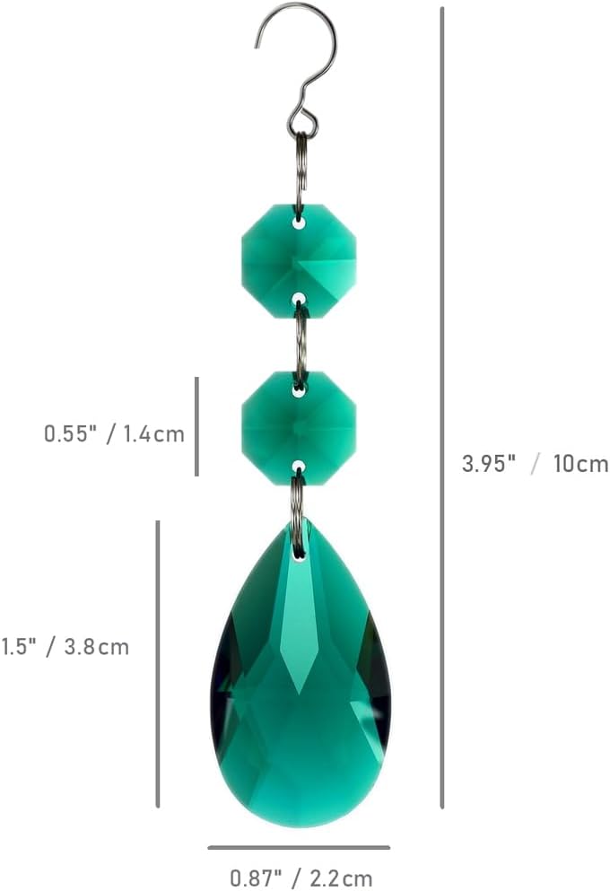 12pcs Teardrop Crystal Chandelier Prism Suncatcher Replacement - 38mm Multicolor Hanging Crystals Beads Ornament
