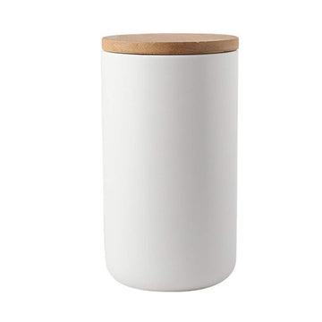 Ceramic Food Storage Jar Canister Modern Design Food Canisters with Airtight Seal Bamboo Lid, Loose Tea Coffee Spice
