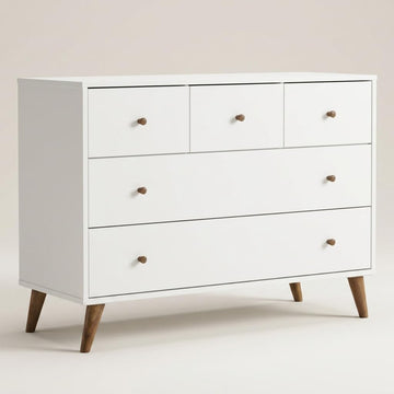 Austin 5-Drawer Dresser, White/Walnut