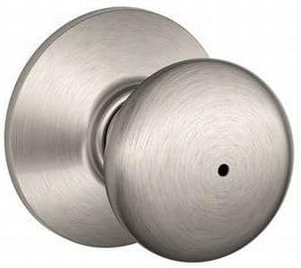 Plymouth Bed/Bath Privacy Door Knob with Lock, Satin Nickel