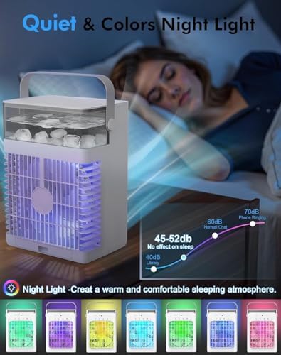 Portable Air Conditioners, Air Cooler Evaporative Personal Mini AC with Remoter, 4 Wind Speed, 2-4-6H Timer, 2 Modes