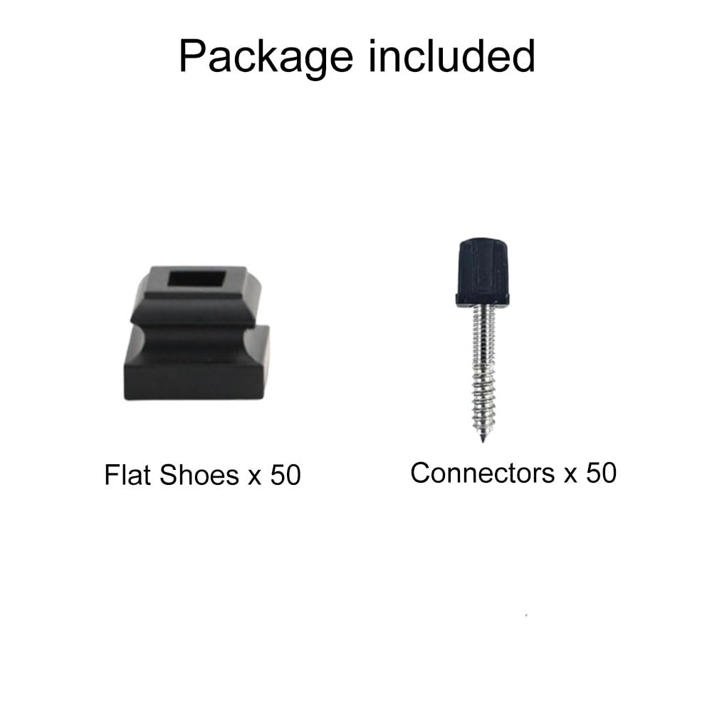 Adjustable Angle Connectors for 1/2" Square Balusters Installation with Screws (50 Connectors 50 Flat Shoes)