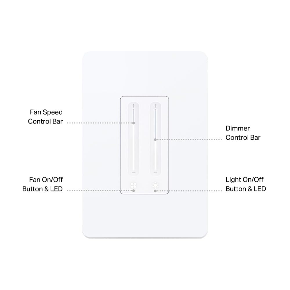 Ceiling Fan Control & Dimmer Switch | Adjustable 4-Speed Fan & Brightness Control | Works w/Apple HomeKit