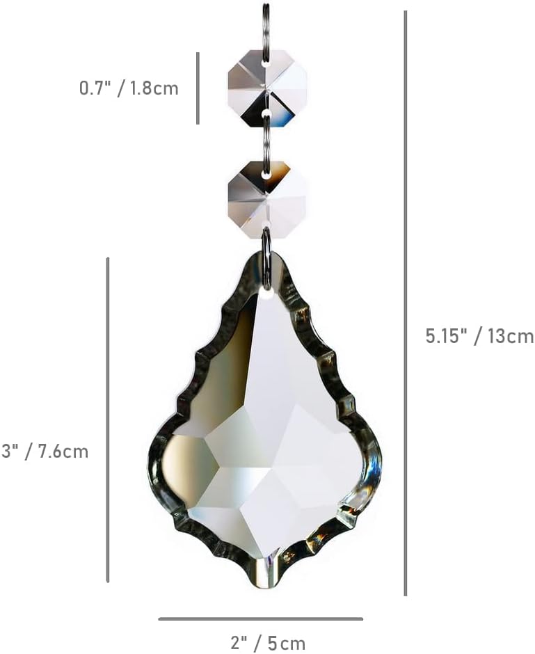 12pcs Crystal Chandelier Maple Leaf Prism Replacement Pendant Parts 76mm - Hanging Crystals Glass Beads for