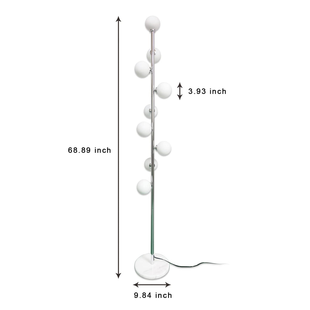 Modern Creative Floor Lamp,Globe High Pole Standing Lamp, Tree Lamp Chrome Finish,9 Bulbs Included