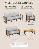 2-Piece Aluminum Outdoor Patio Furniture Set | Grey All-Weather Resistant with Thick Cushions for Backyard, Garden & Porch