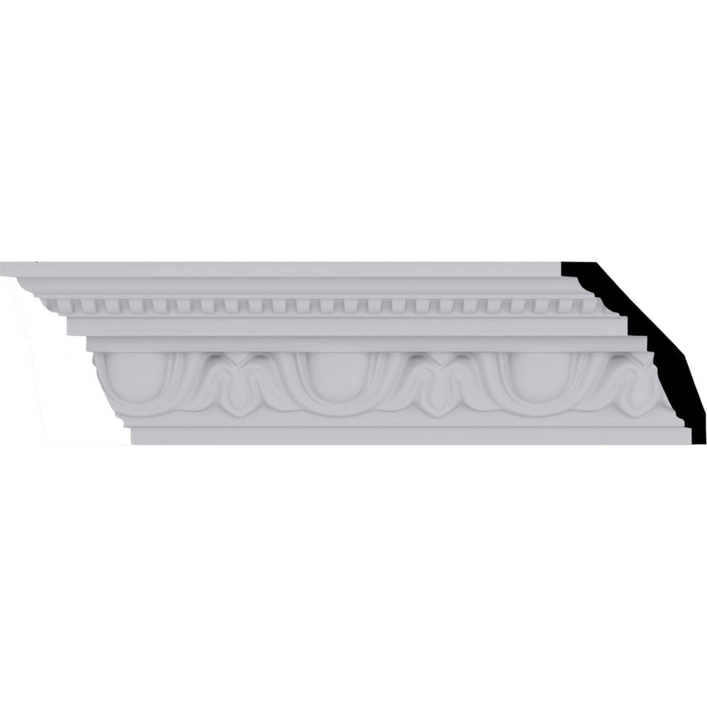 Edinburgh Crown Moulding, 4"H x 2 3/8"P x 4 5/8"F x 94 1/2"L, Factory Primed