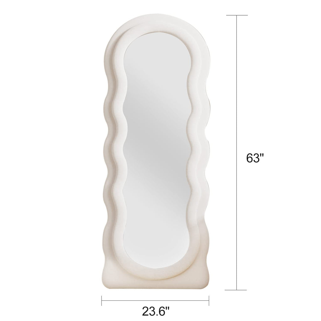 Full Length Mirror, 63"x 24" Wavy Floor Standing Mirror (White)