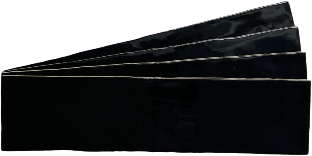 3x12 Handmade Look Black Ceramic Subway Tile Walls and Kitchen Backsplashes - Glossy Finish (Box Covers 5.5 Sq. Ft.)
