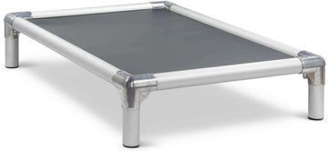 Chewproof Elevated Dog Bed - Silver Aluminum - - Heavy Duty Vinyl - Smoke