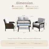 4-Piece Wicker Outdoor Patio Furniture Set - Conversation | Gray All-Weather Resistant for Backyard, Garden & Porch