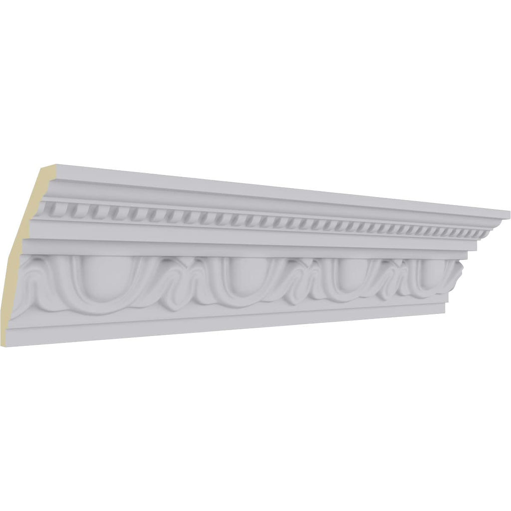 Edinburgh Crown Moulding, 4"H x 2 3/8"P x 4 5/8"F x 94 1/2"L, Factory Primed