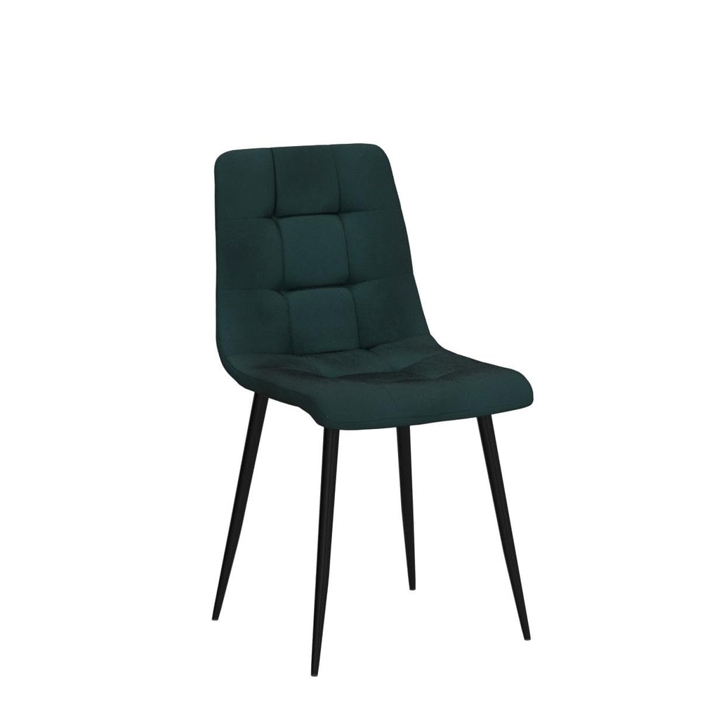 Forest Green Velvet Dining Chairs Set of 4, Upholstered Tufted Kitchen Chairs, Comfortable Seat, Metal Leg, Easy