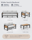 4-Piece Aluminum Outdoor Patio Furniture Set | Grey with Thick Cushions for Backyard, Garden & Porch