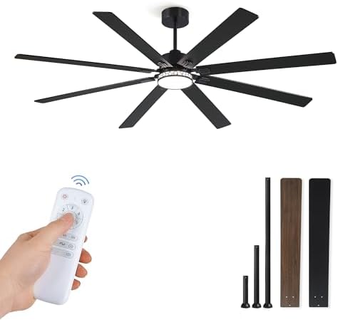 84" Ceiling Fan with LED Light and Remote - Black