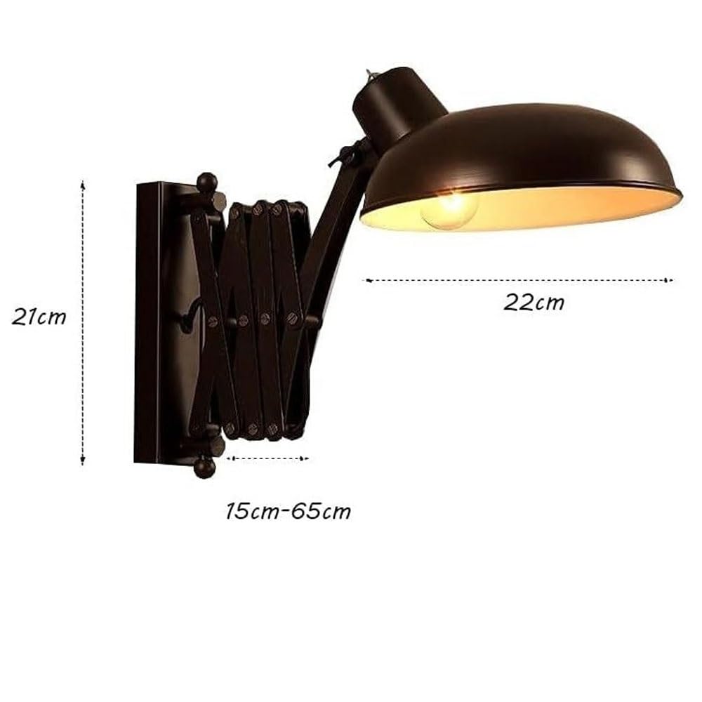 Industrial Swing Arm Wall Sconce Black Metal Extendable Accordion Wall Lamp Vintage Adjustable Task Reading Light
