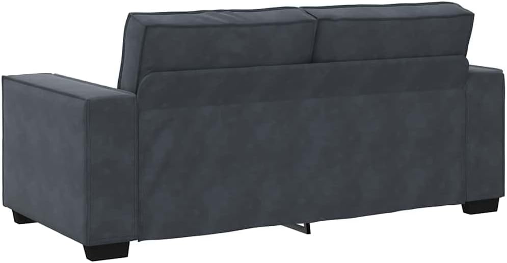Upholstered 2-Seater Sofa Dark Gray 55.1 Inch Velvet Loveseat with Wide Armrests , Small Sofa with Sturdy Wood and