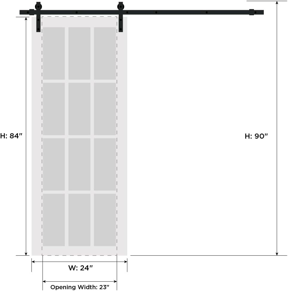 Mela 7222 | Interior Single Sliding barn Door with Frosted Glass, MDF, 24x84, White, Modern Style | 