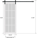 Mela 7222 | Interior Single Sliding barn Door with Frosted Glass, MDF, 24x84, White, Modern Style | 
