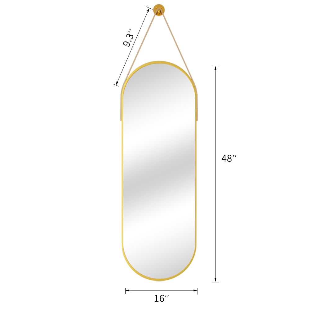 Wall Mounted, 48"x16"Full Length Oval Body, Gold