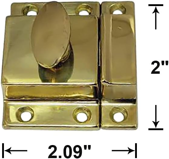 Traditional Large Oval Turn Cabinet Latch, Solid Brass, 2", & Other Furniture, Polished Brass, 1 Pack, Made in Taiwan
