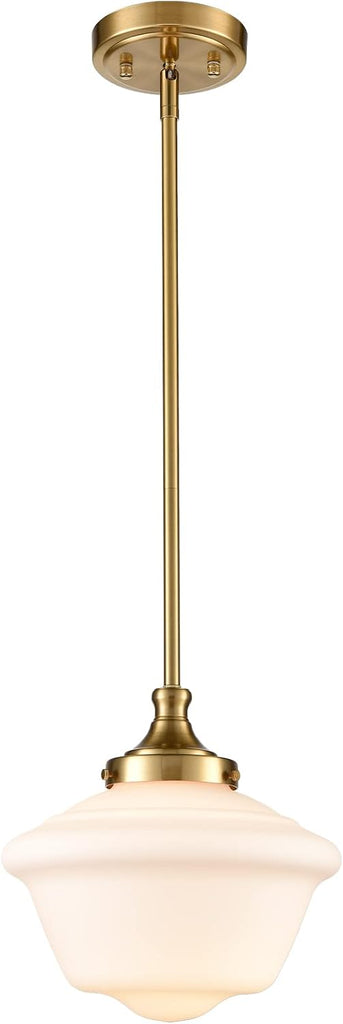 Modern Gold Schoolhouse Pendant Light Fixture | 10-Inch Milk White Glass Pendant Lighting for Kitchen Island