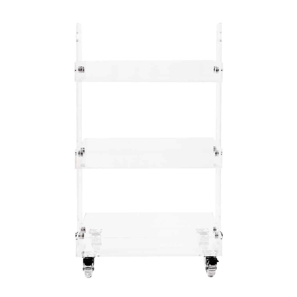 Clear Acrylic Side Table with Wheels, 3 Tier Acrylic End Table Side Table Rolling Serving Cart Snack Table Easy