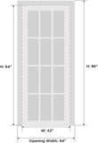 Solid French Door Opaque Glass 42x84 inches/Sete 6003 White Silk/Single Regular Panel Frame Handle/B
