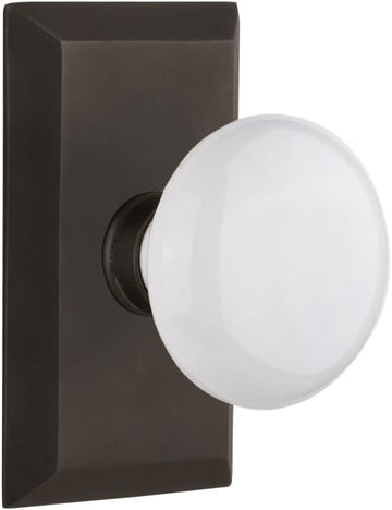 Studio Plate & White Porcelain Door Knob