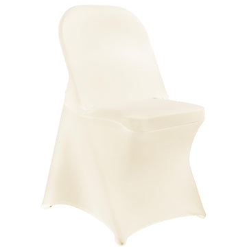 Stretch Spandex Chair Covers - Ivory 150 PCS, Folding Kitchen Chairs Cover, Universal Washable Slipcovers Protector