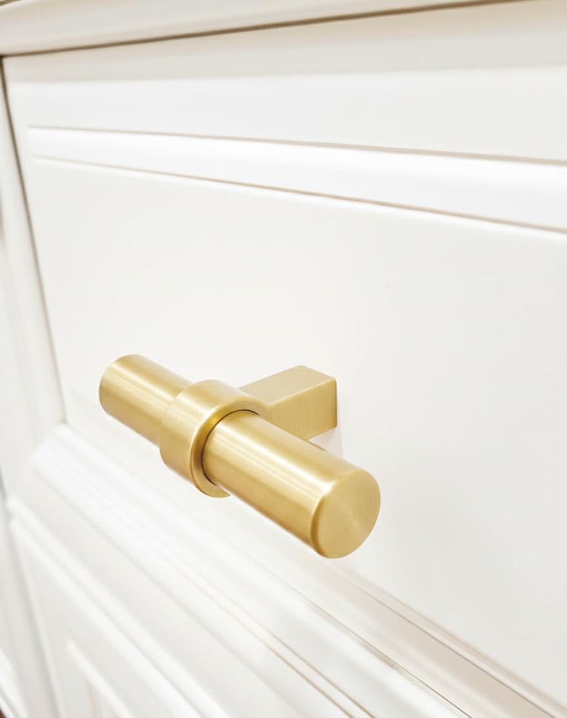 5 Pack 181BB Brushed Brass Steel T-Bar Knob 2-3/8 Inch Long