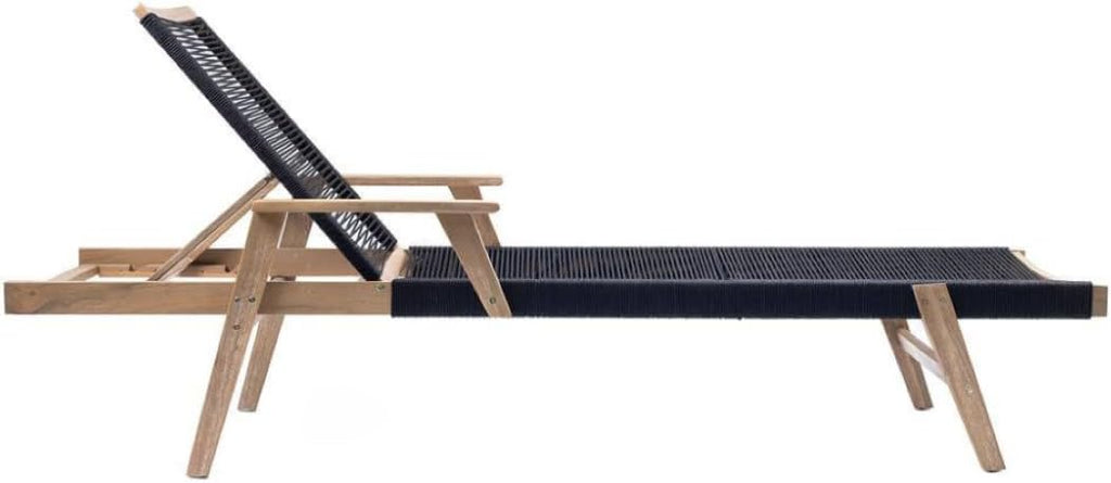 Acacia Wood Outdoor Sun Loungers with High Backrest and Rope Design WH17801