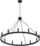 Black Large Wagon Wheel Chandelier 38 inch, 12 Lights Farmhouse Chandelier, Industrial Rustic Candle Pendant Light Fixture for High Ceiling Living Room Dining Room Entryway A105-B0BNC15QDS