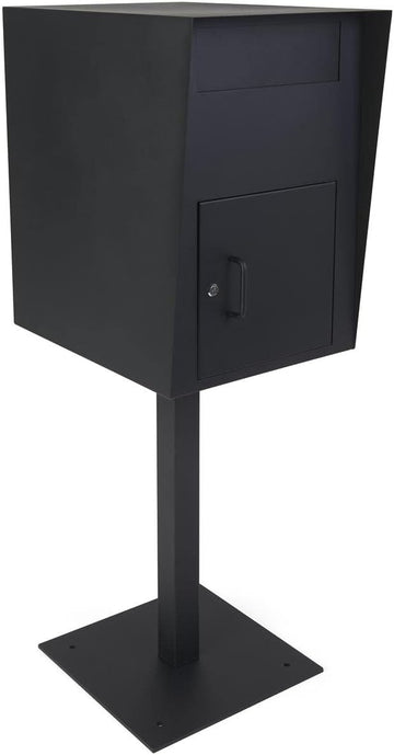 16 w x 52 h Outdoor Pedestal Drop Box w/ Permanent Mounting and Steel Build - Black (FDHDBBP1)