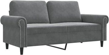 Velvet 2-Seater Sofa Dark Gray 55.1 Inches, Small Loveseat with Sturdy Metal Frame, Thickly Padded Seat and Back