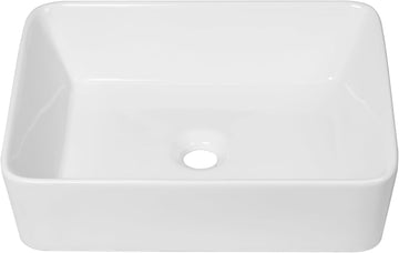 Vessel Sink Rectangular - 19"x15" White Bathroom Sink Rectangle Above Counter Porcelain Ceramic Bathroom Vessel